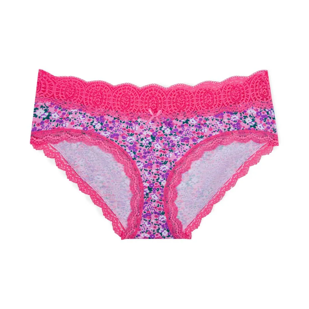 5 Pack Cotton with Lace Trim Bikinis