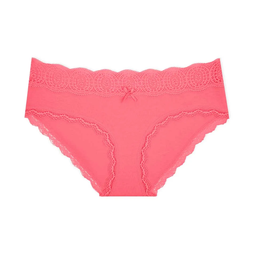 5 Pack Cotton with Lace Trim Bikinis