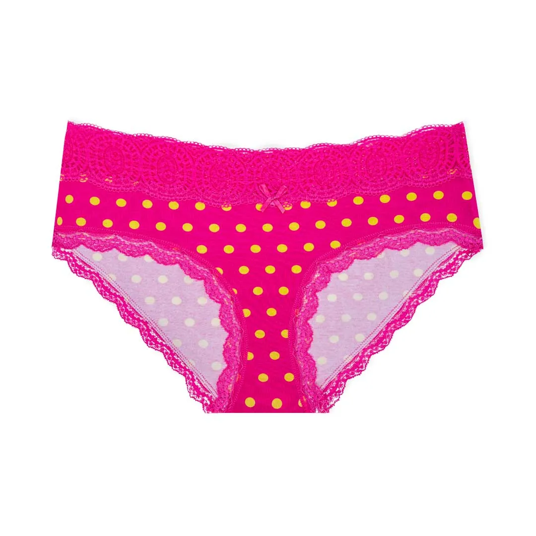5 Pack Cotton with Lace Trim Bikinis
