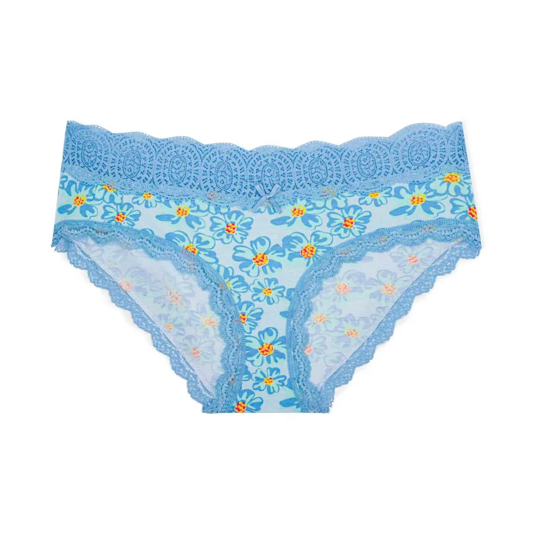 5 Pack Cotton with Lace Trim Bikinis
