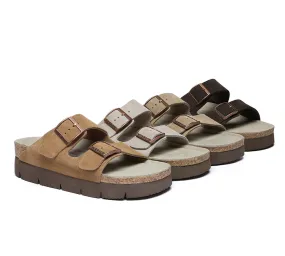 Adjustable Strap Embossed Slip-on Platform Summer Sandal Slides