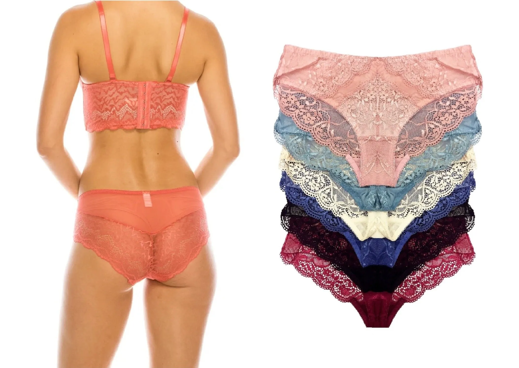 All-Over Lace with Sheer Back Bikini Panties