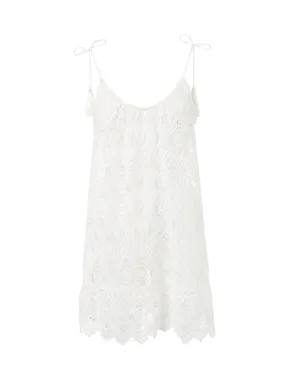 Ana Cream Lace Short Tie-Shoulder Beach Dress
