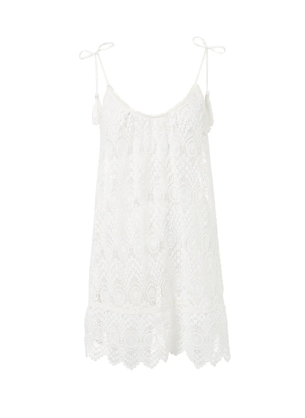 Ana Cream Lace Short Tie-Shoulder Beach Dress