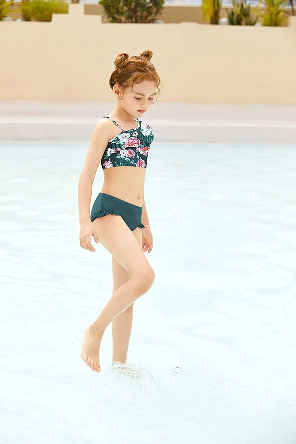 Arshiner Girls Swimsuit Ruffles Flounce Printed Two Pieces Bikini Set