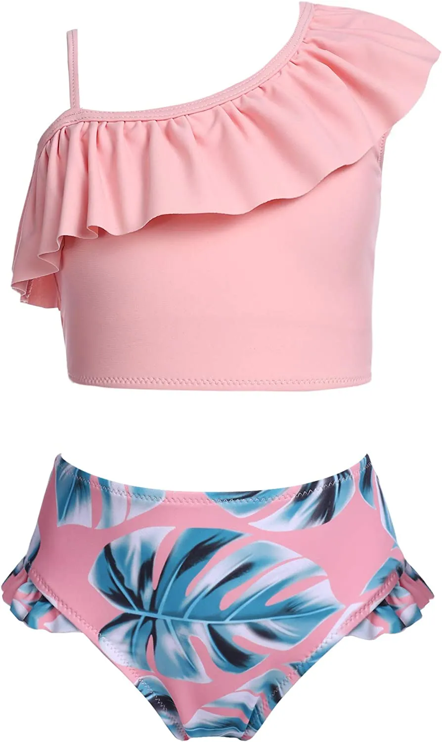Arshiner Girls Swimsuit Ruffles Flounce Printed Two Pieces Bikini Set