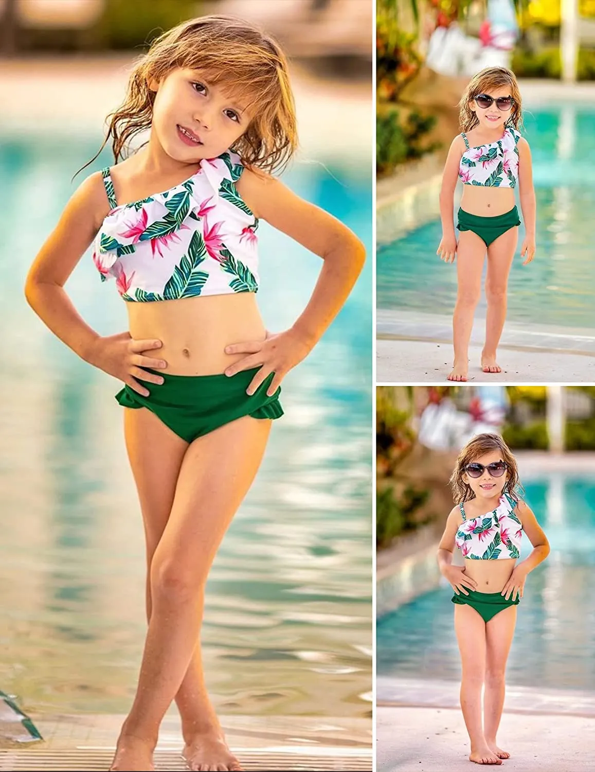 Arshiner Girls Swimsuit Ruffles Flounce Printed Two Pieces Bikini Set