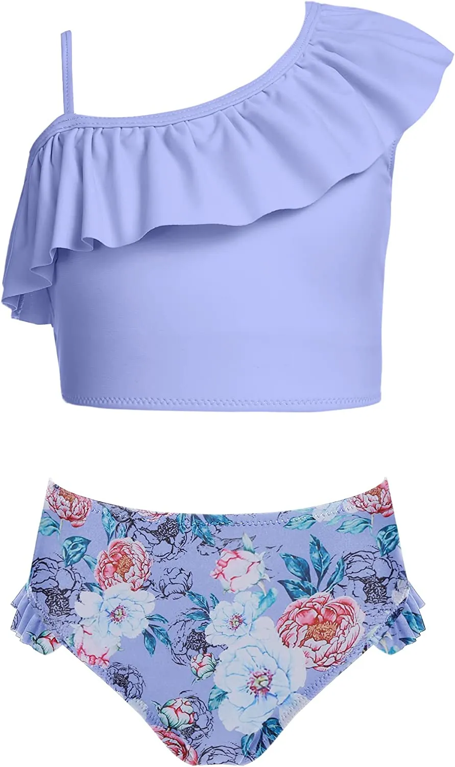 Arshiner Girls Swimsuit Ruffles Flounce Printed Two Pieces Bikini Set