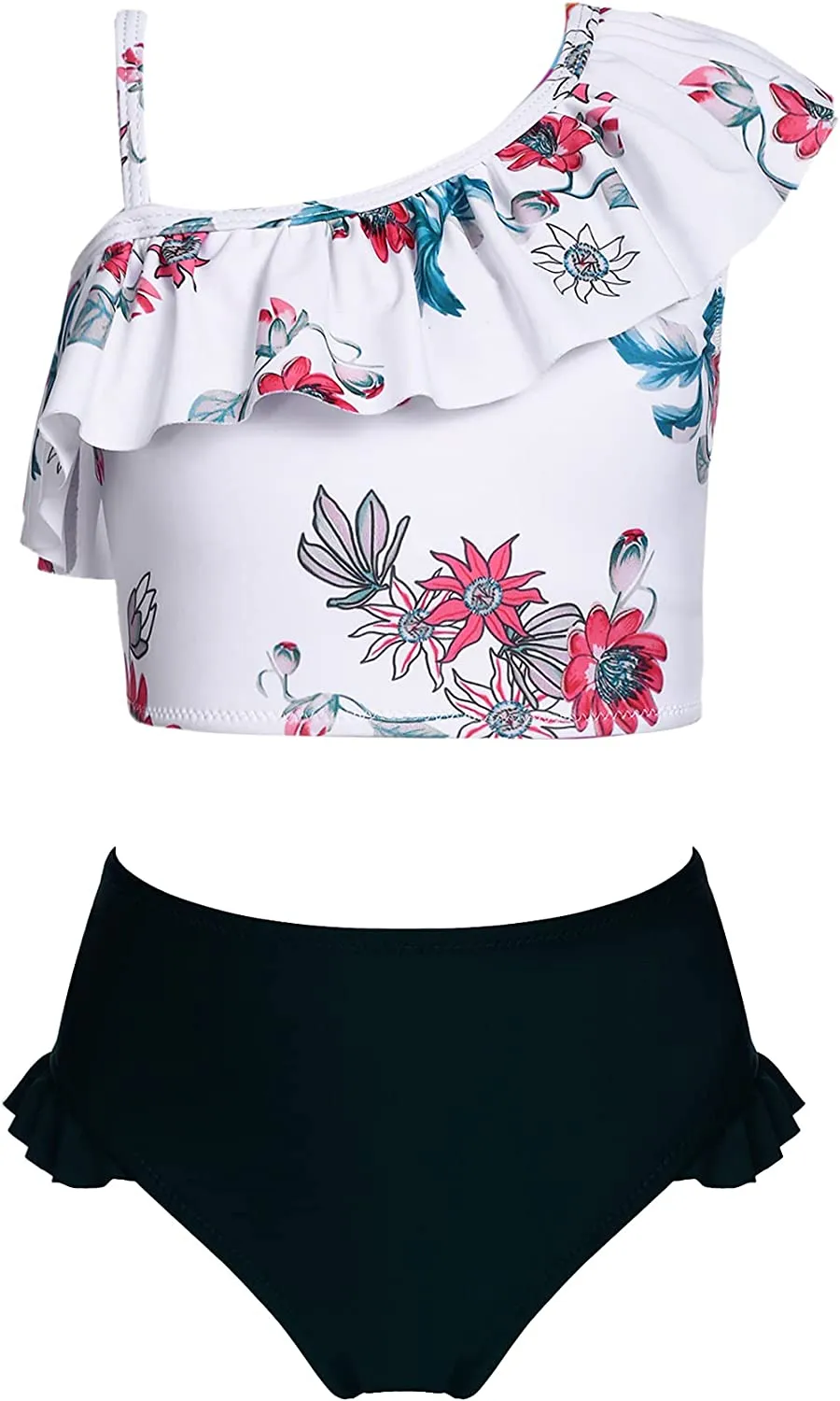 Arshiner Girls Swimsuit Ruffles Flounce Printed Two Pieces Bikini Set