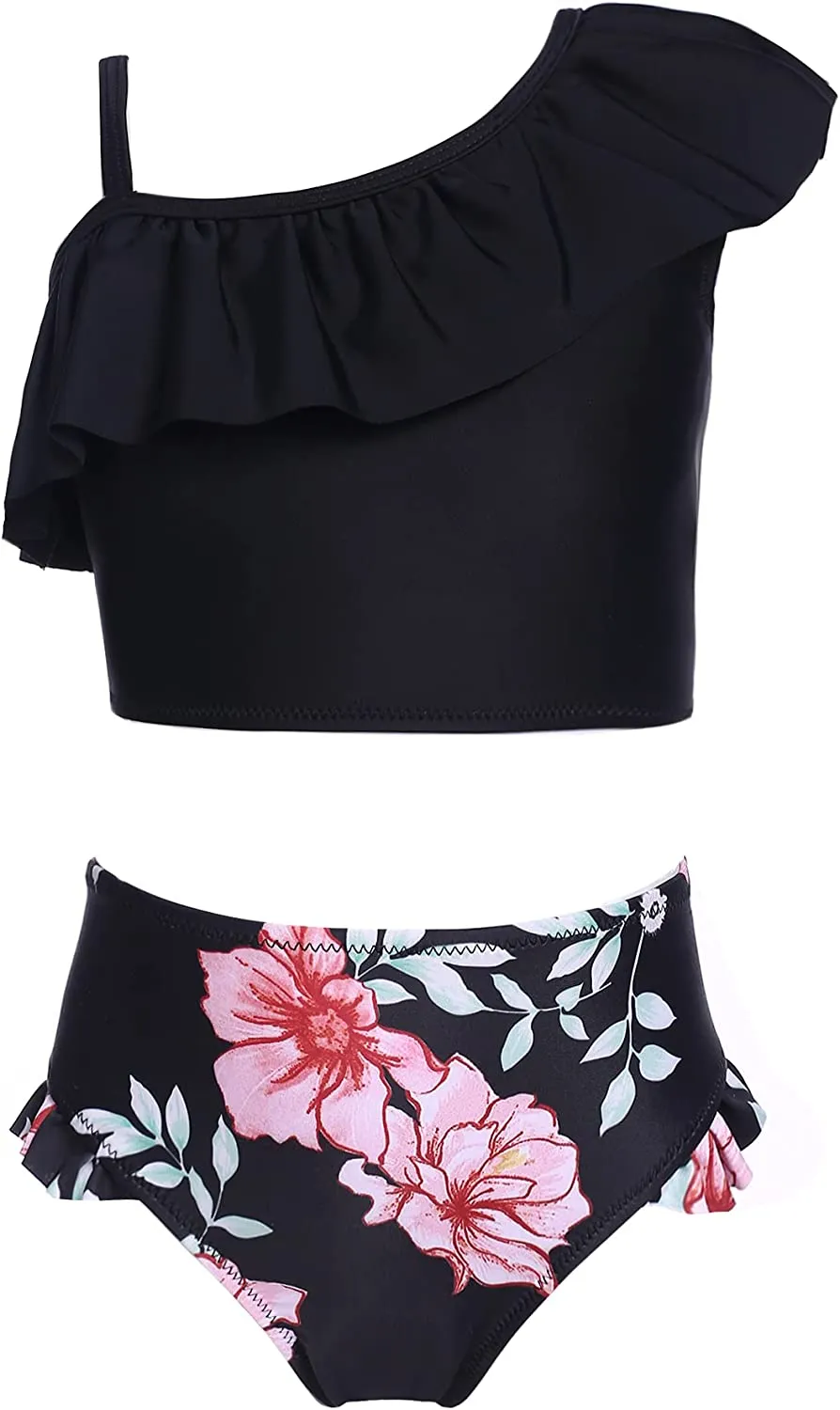 Arshiner Girls Swimsuit Ruffles Flounce Printed Two Pieces Bikini Set