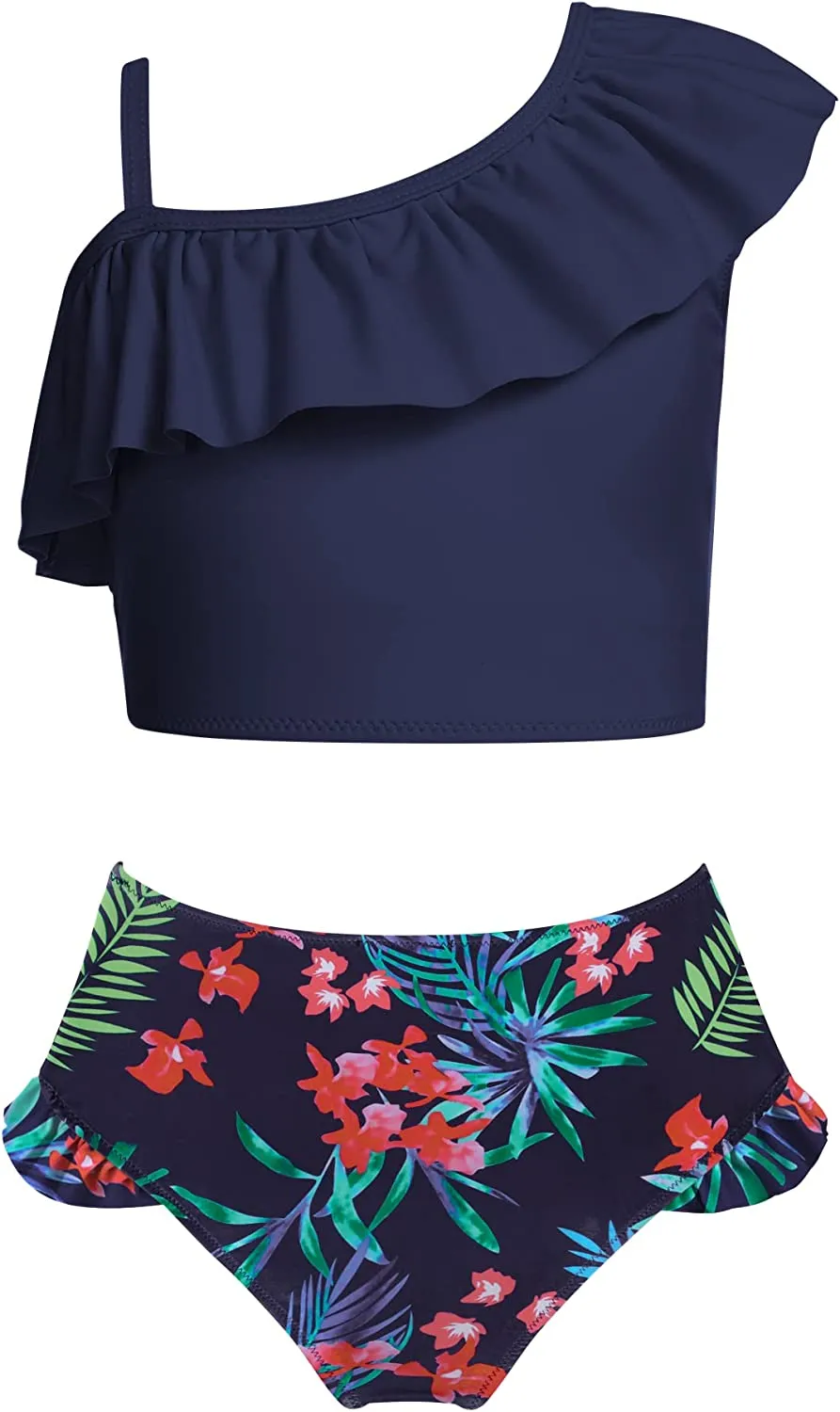 Arshiner Girls Swimsuit Ruffles Flounce Printed Two Pieces Bikini Set