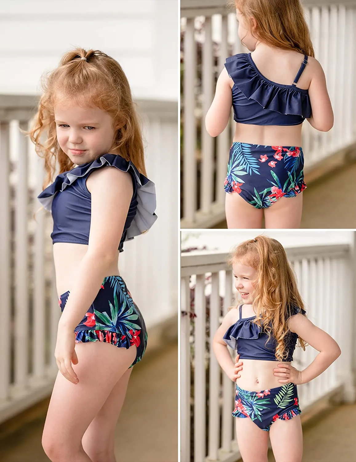 Arshiner Girls Swimsuit Ruffles Flounce Printed Two Pieces Bikini Set