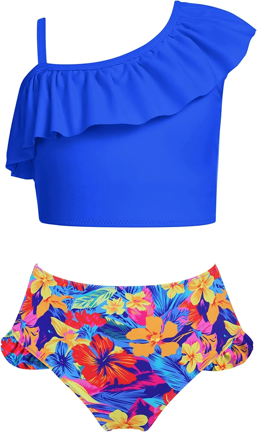 Arshiner Girls Swimsuit Ruffles Flounce Printed Two Pieces Bikini Set
