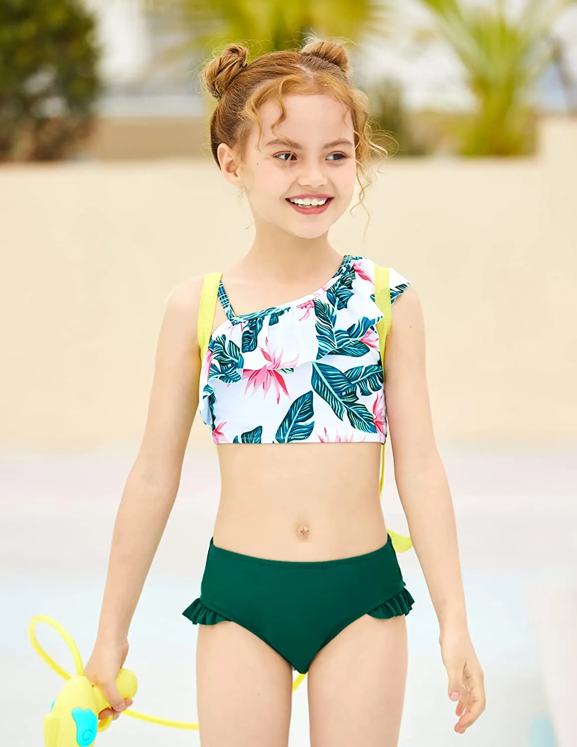 Arshiner Girls Swimsuit Ruffles Flounce Printed Two Pieces Bikini Set