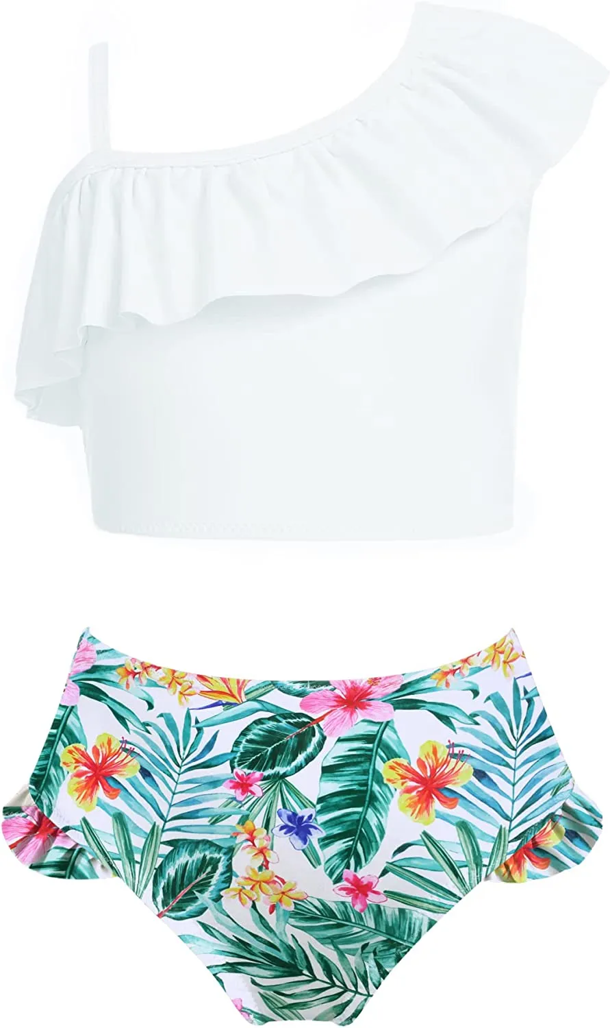 Arshiner Girls Swimsuit Ruffles Flounce Printed Two Pieces Bikini Set