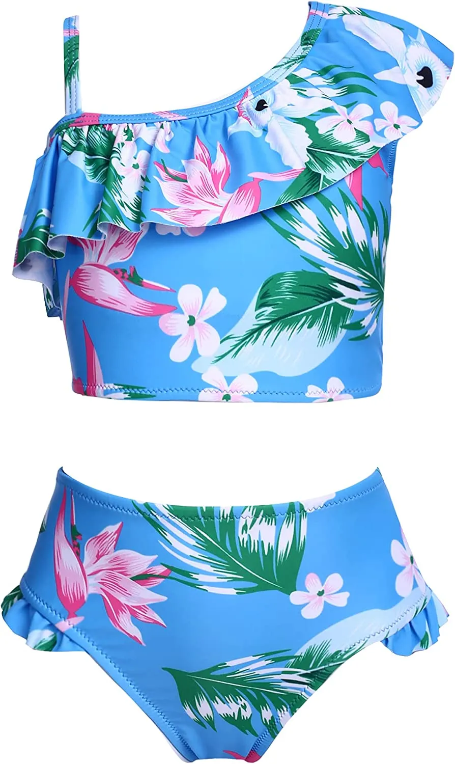 Arshiner Girls Swimsuit Ruffles Flounce Printed Two Pieces Bikini Set