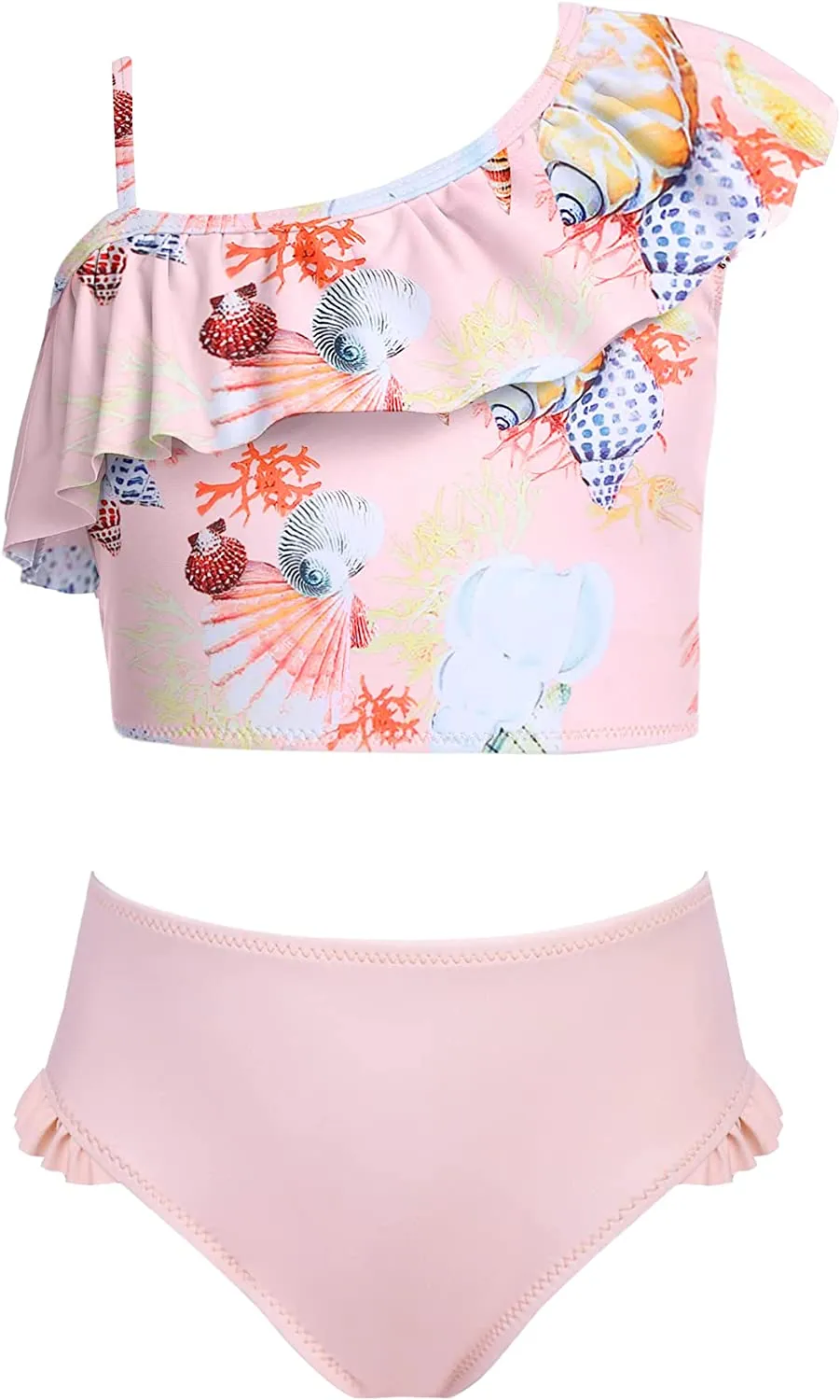 Arshiner Girls Swimsuit Ruffles Flounce Printed Two Pieces Bikini Set