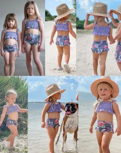 Arshiner Girls Swimsuit Ruffles Flounce Printed Two Pieces Bikini Set