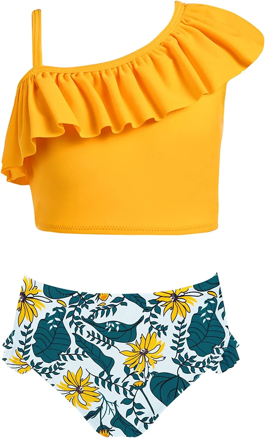 Arshiner Girls Swimsuit Ruffles Flounce Printed Two Pieces Bikini Set