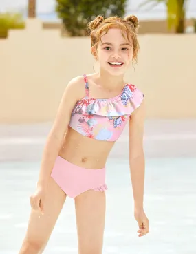 Arshiner Girls Swimsuit Ruffles Flounce Printed Two Pieces Bikini Set