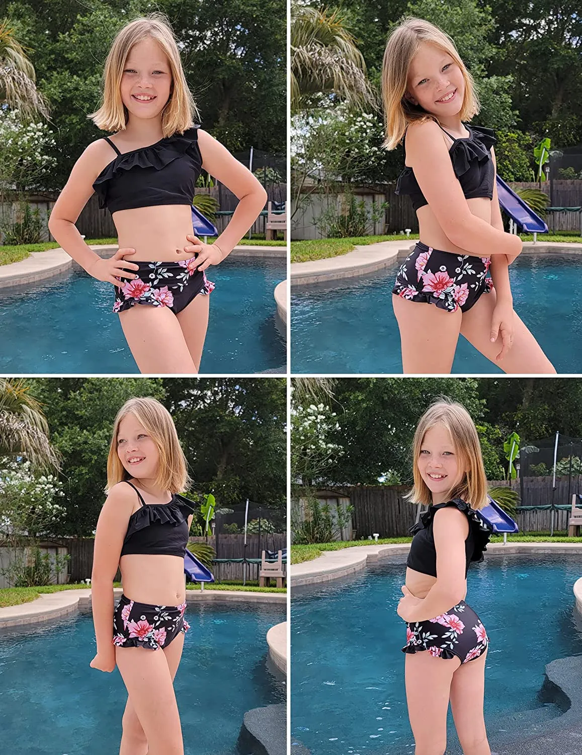 Arshiner Girls Swimsuit Ruffles Flounce Printed Two Pieces Bikini Set