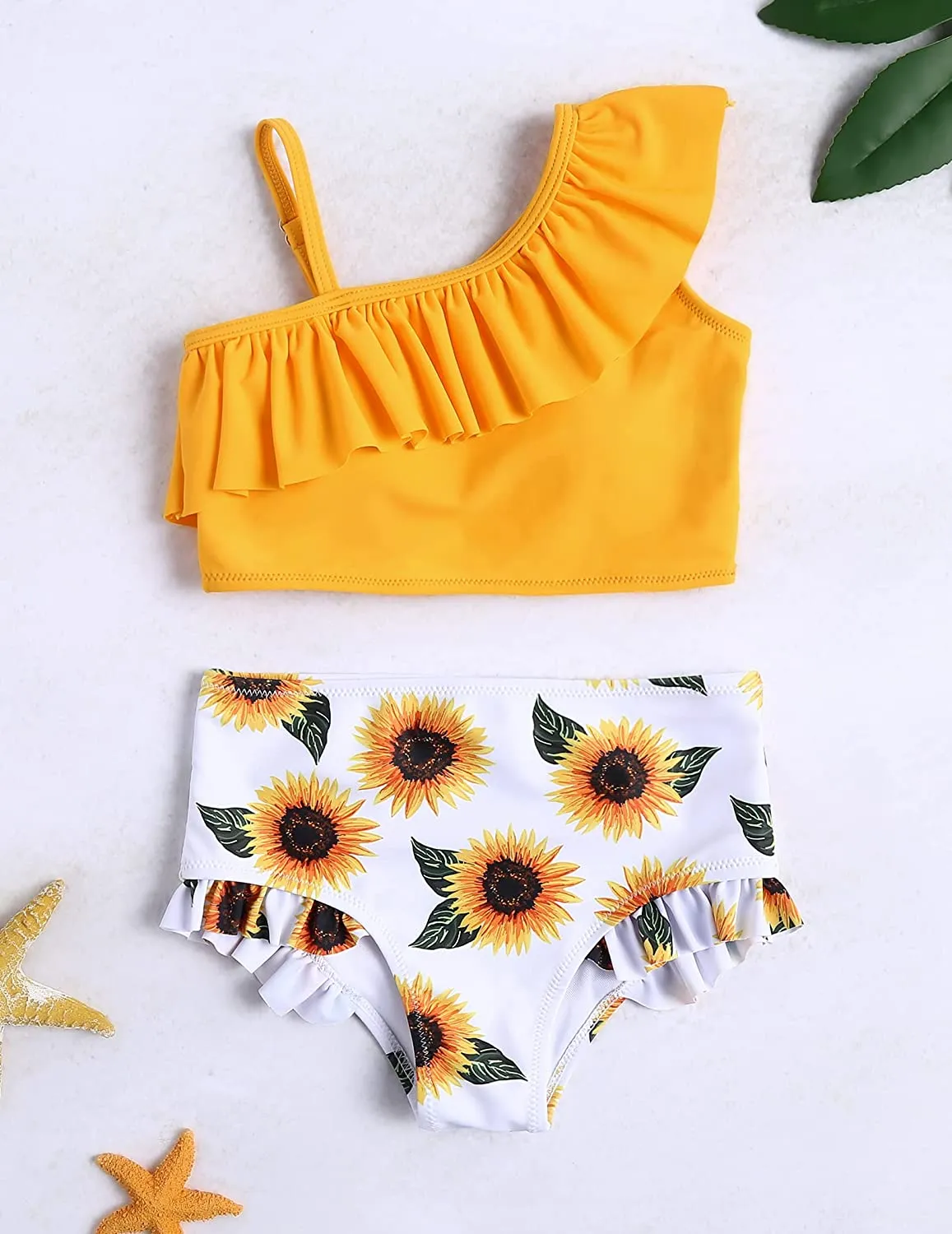 Arshiner Girls Swimsuit Ruffles Flounce Printed Two Pieces Bikini Set