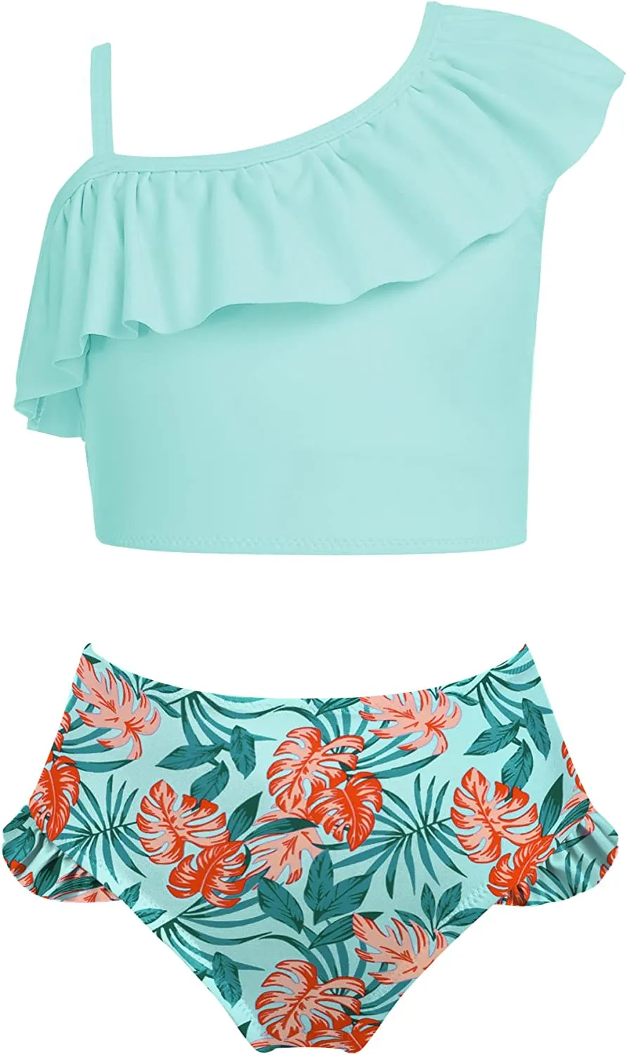Arshiner Girls Swimsuit Ruffles Flounce Printed Two Pieces Bikini Set