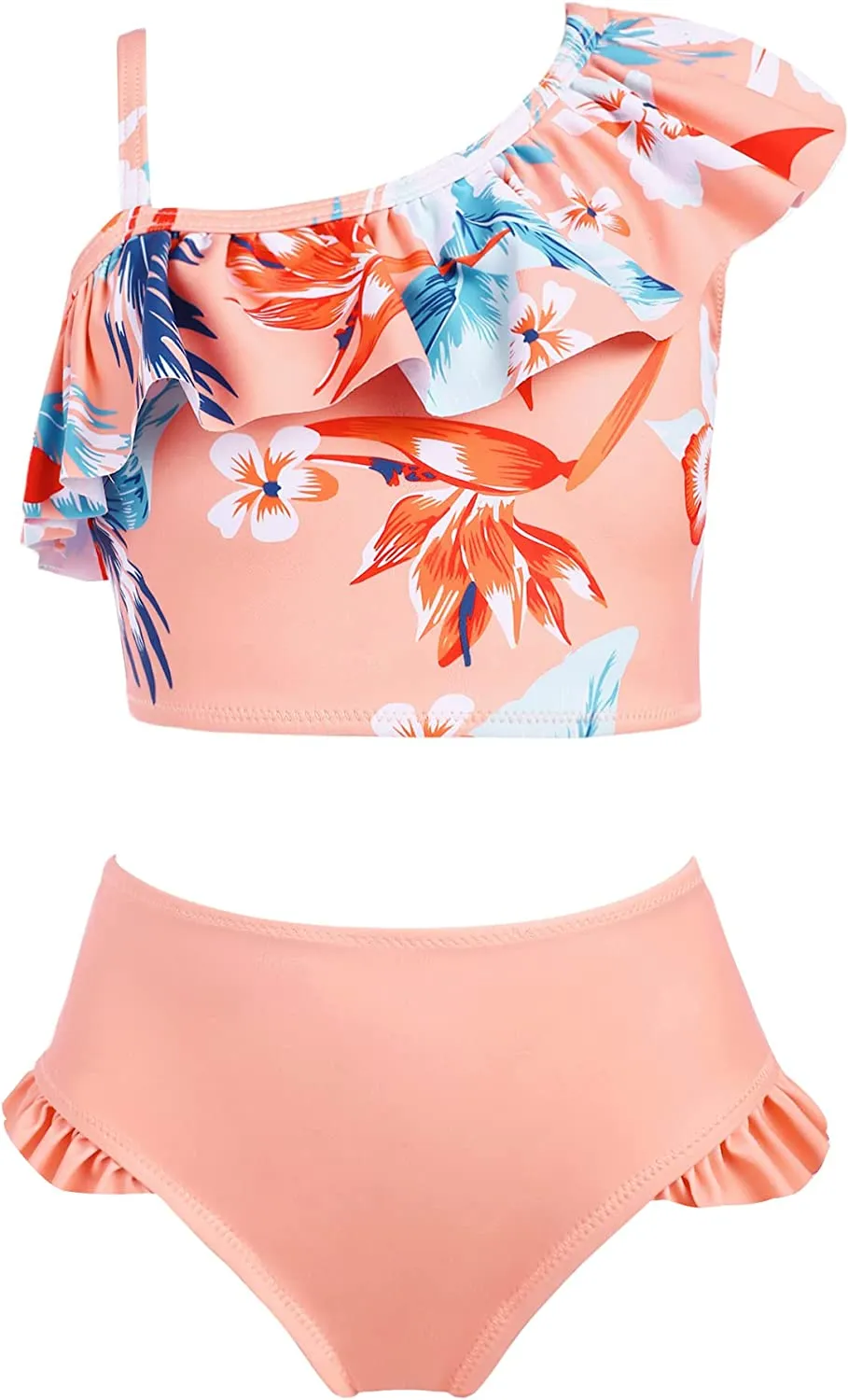 Arshiner Girls Swimsuit Ruffles Flounce Printed Two Pieces Bikini Set
