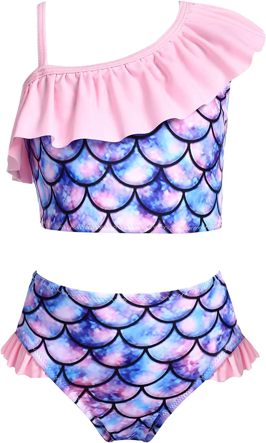 Arshiner Girls Swimsuit Ruffles Flounce Printed Two Pieces Bikini Set