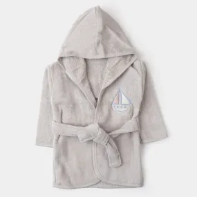 Baby Cotton Hooded Bath Gown - Grey