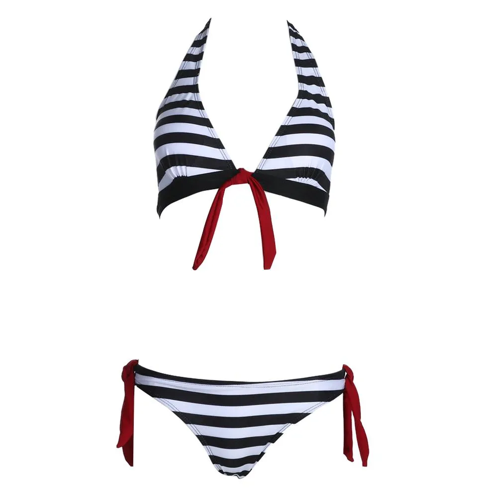Bikini 2018 Women Swimwear Sexy Retro Stripe Print Bandage