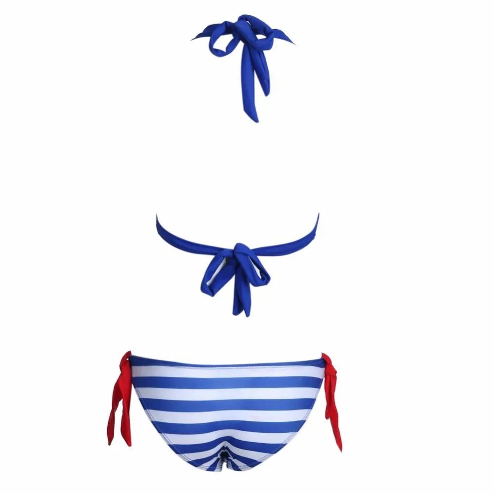 Bikini 2018 Women Swimwear Sexy Retro Stripe Print Bandage