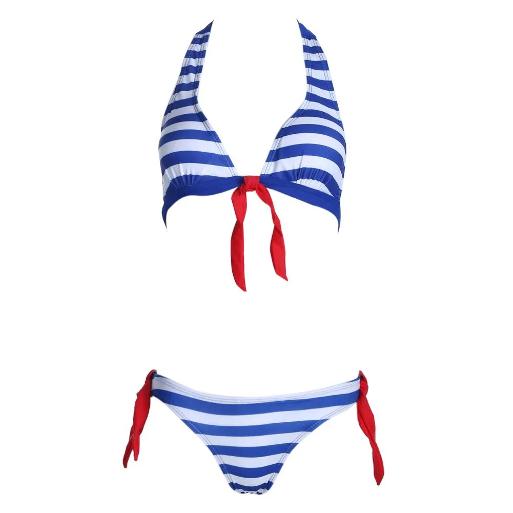 Bikini 2018 Women Swimwear Sexy Retro Stripe Print Bandage