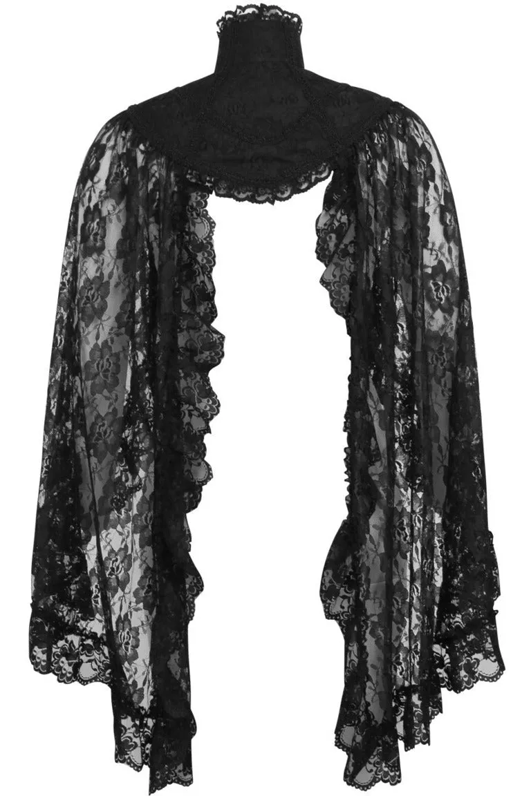 Black Lace Sleeved Bolero Jacket by Daisy Corsets in One Size