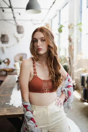 Boho Eye Lace  Appliqué  Bralette by LETO in 7 Pretty Color Choices in Size XS/S or M/L