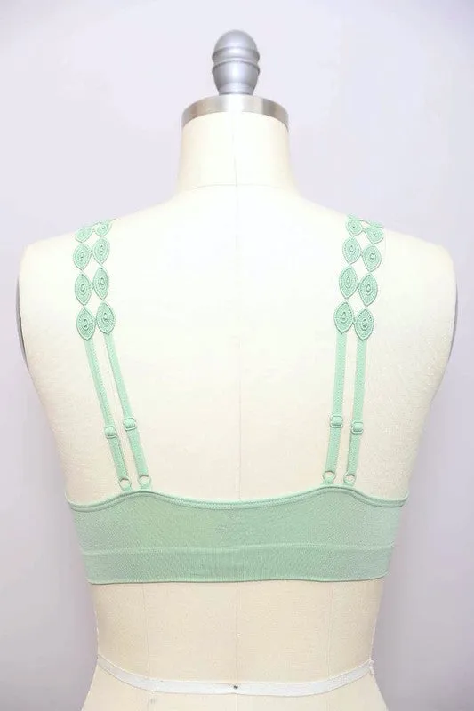 Boho Eye Lace  Appliqué  Bralette by LETO in 7 Pretty Color Choices in Size XS/S or M/L