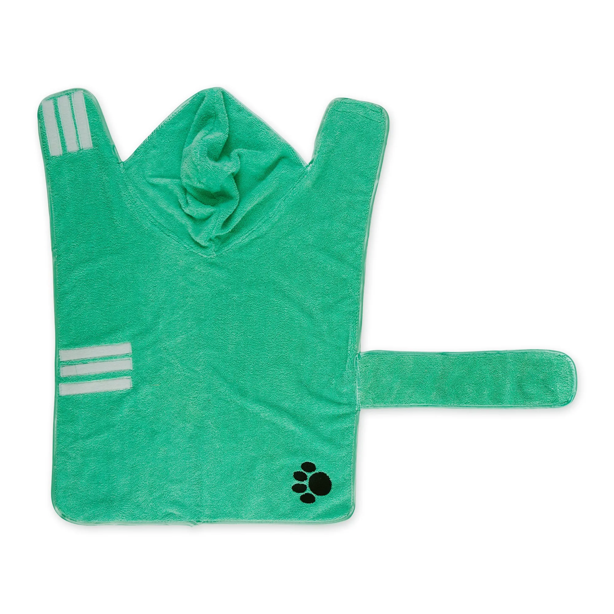 Bone Dry Terry Microfiber Pet Robe, Embroidered Paw Print - Aqua - Large, 35-50 lbs