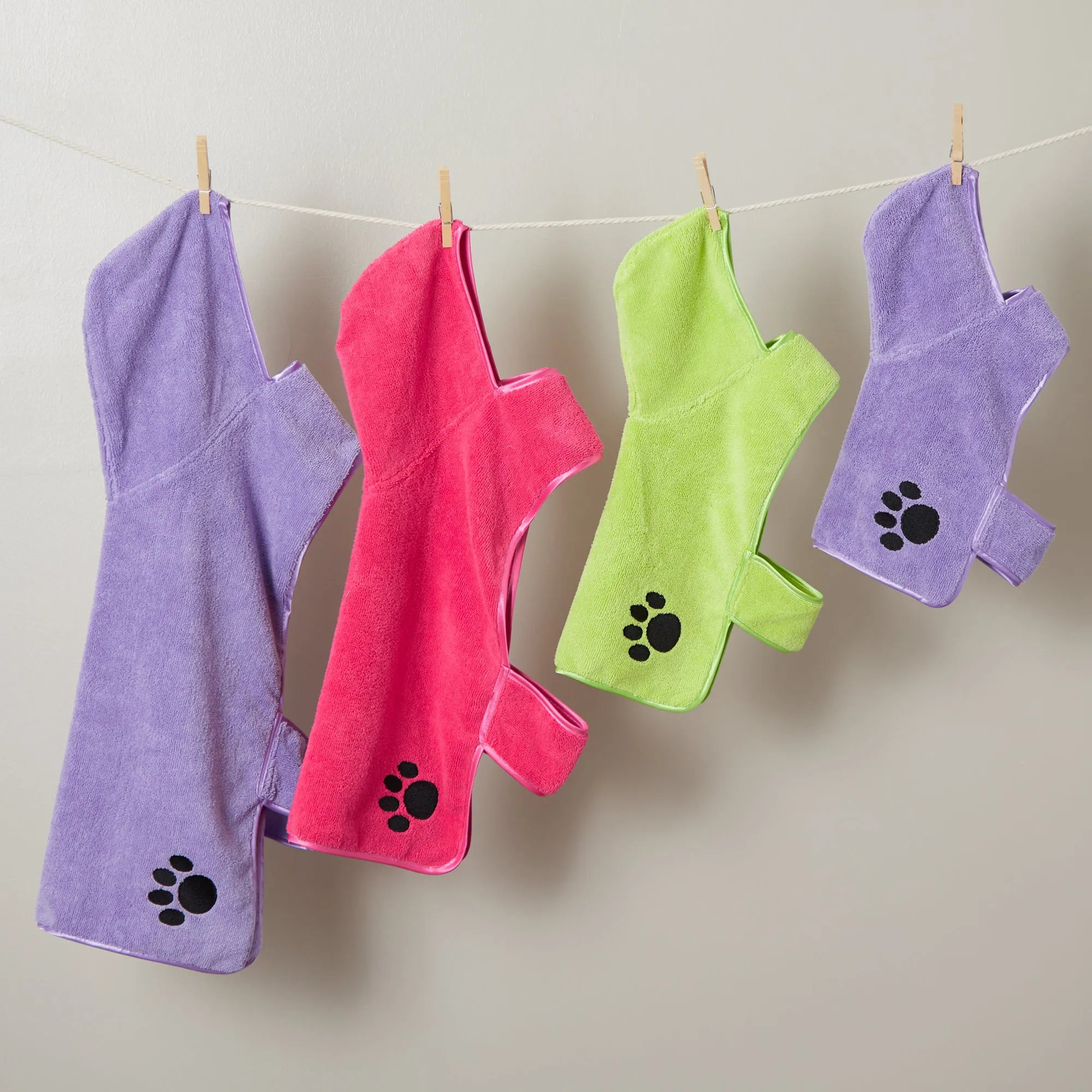 Bone Dry Terry Microfiber Pet Robe, Embroidered Paw Print - Lavender - Small, 10-20 lbs