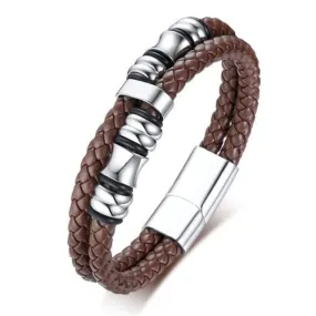 Bracelet Double Layer Magnetic-Clasp With Woven Leather Friendship Jewelry
