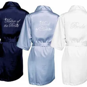 Bridal Party Rhinestone Satin Robe