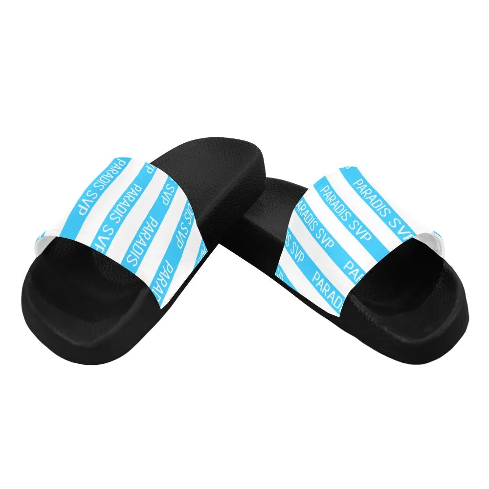 Cabana Cove Striped Slides - Blue, Yellow and Pink