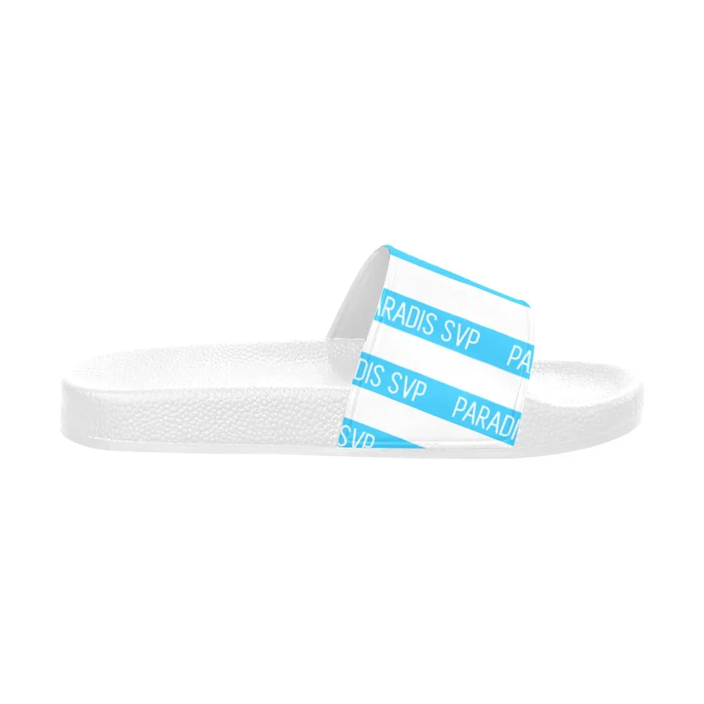 Cabana Cove Striped Slides - Blue, Yellow and Pink