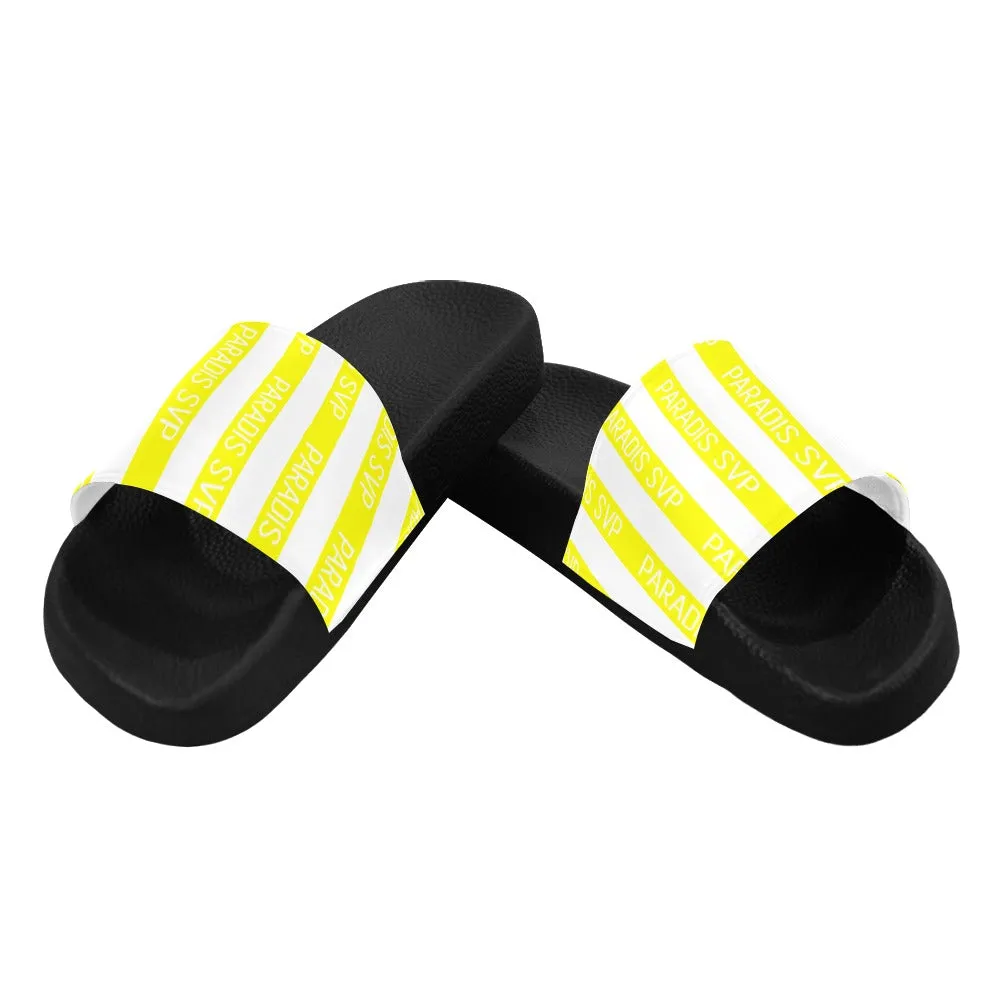 Cabana Cove Striped Slides - Blue, Yellow and Pink