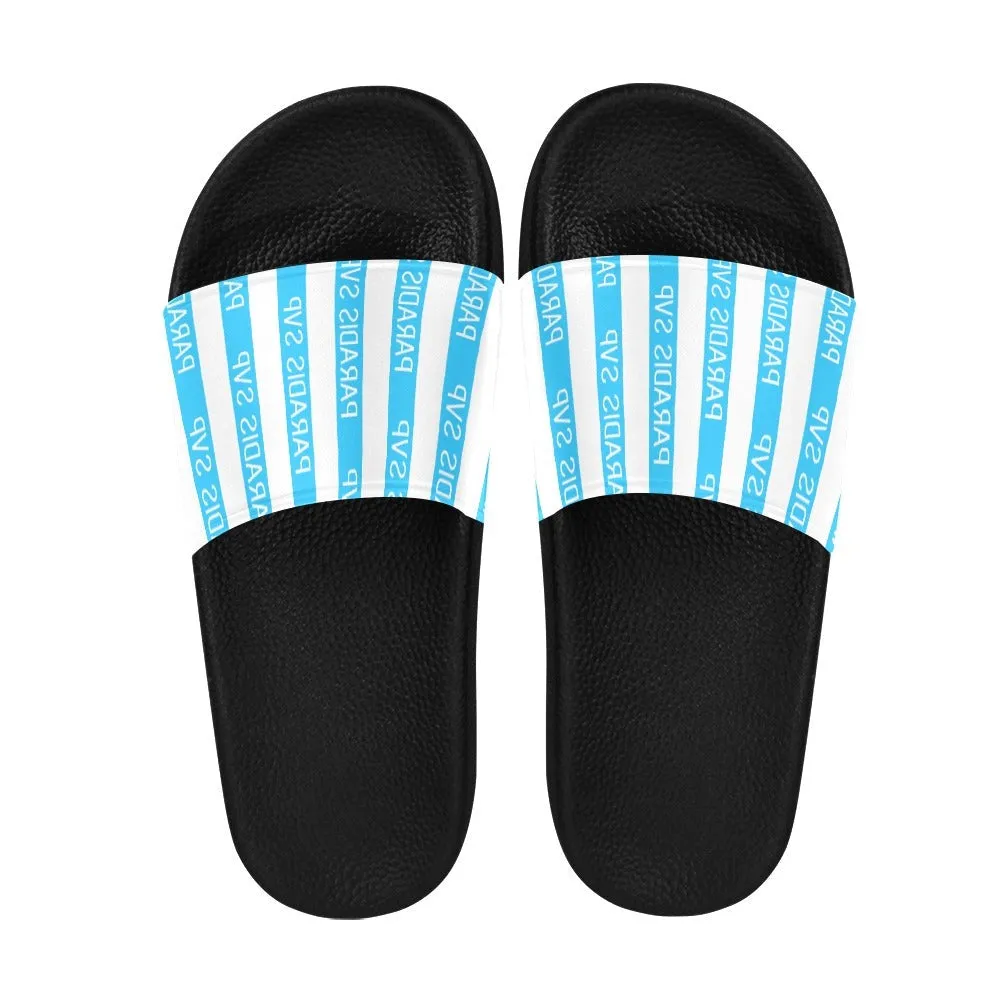 Cabana Cove Striped Slides - Blue, Yellow and Pink