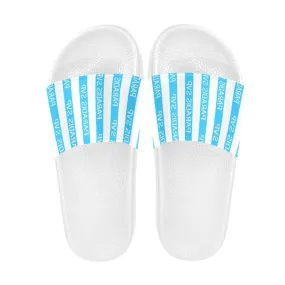 Cabana Cove Striped Slides - Blue, Yellow and Pink