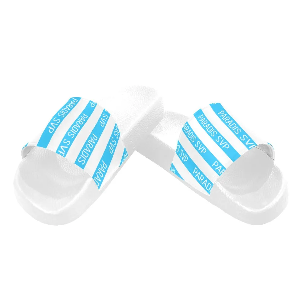 Cabana Cove Striped Slides - Blue, Yellow and Pink