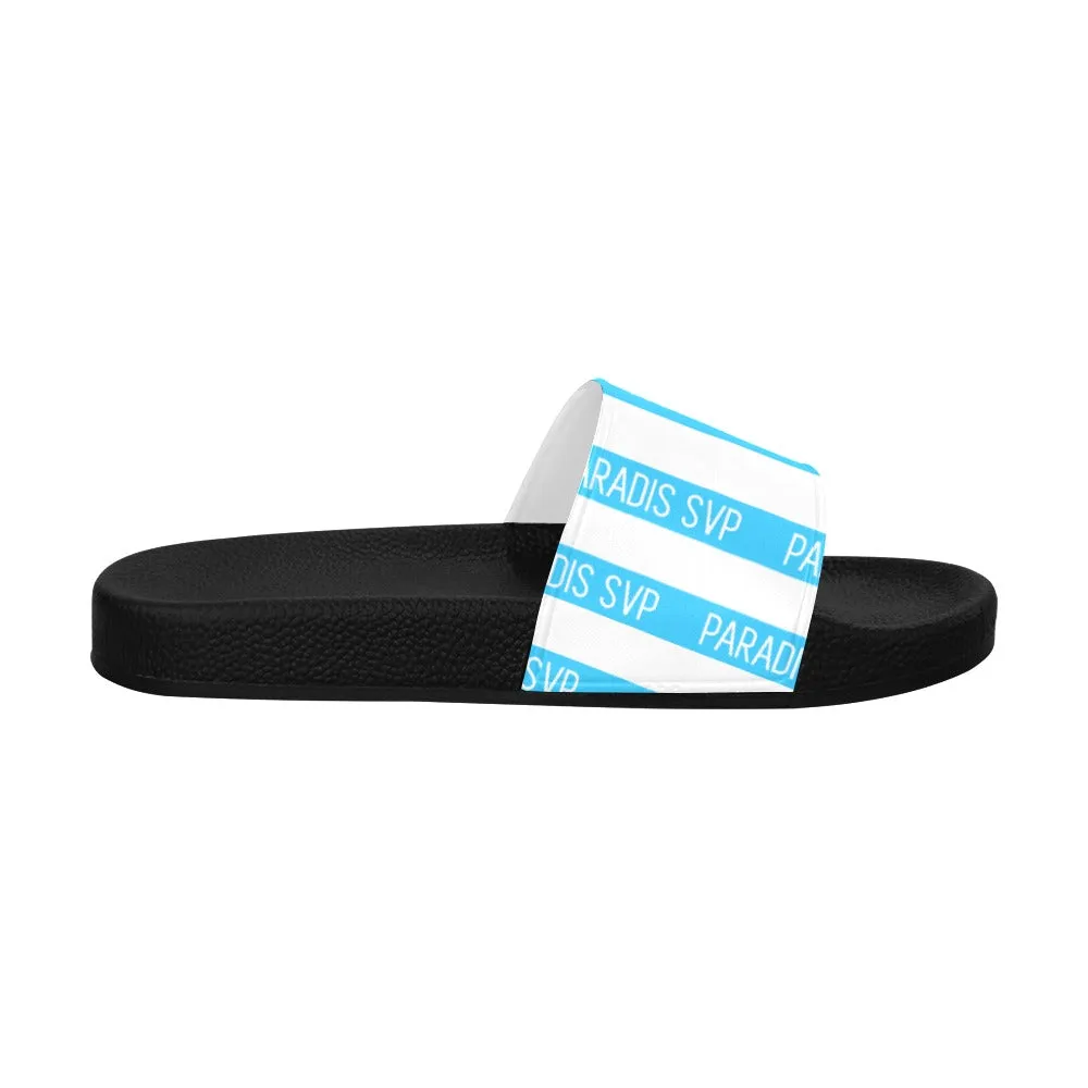 Cabana Cove Striped Slides - Blue, Yellow and Pink