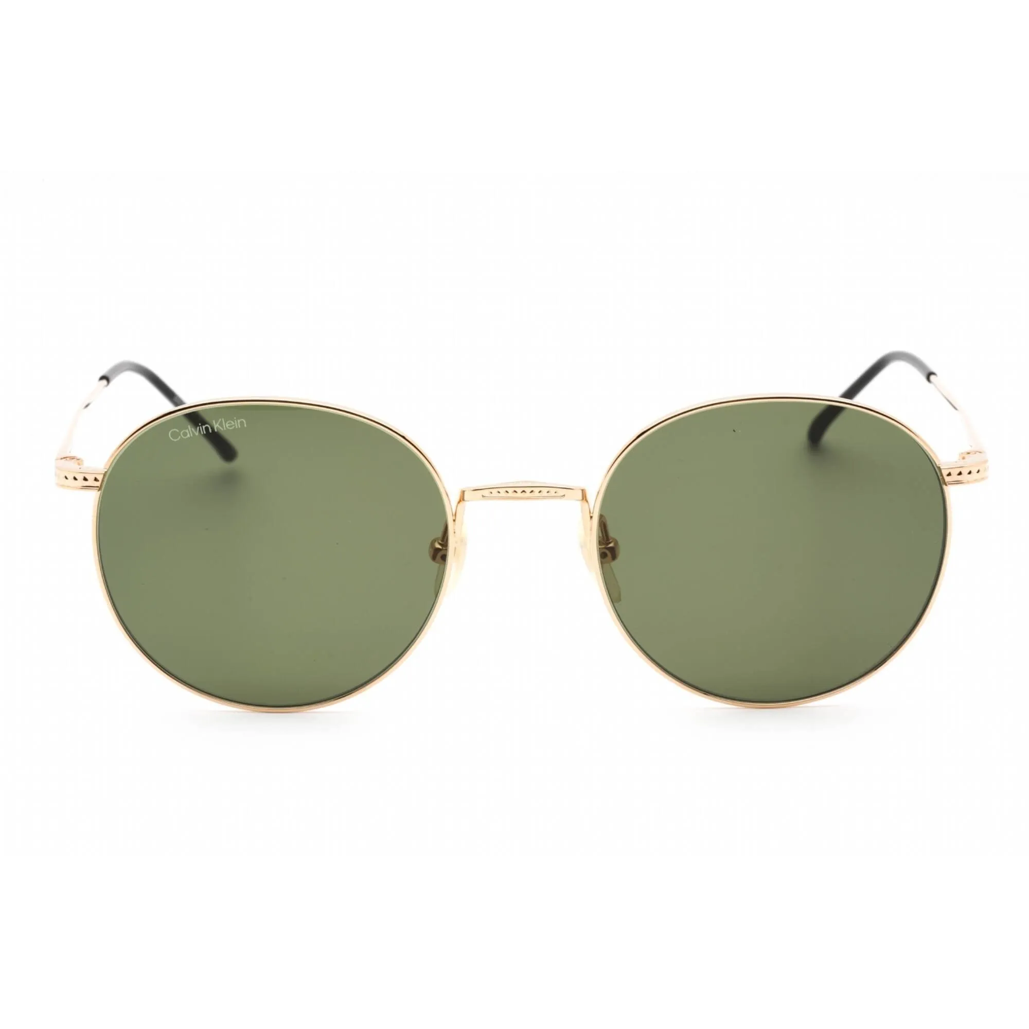 Calvin Klein Unisex Sunglasses - Gold Round Metal Frame Green Lens | CK22110TS 718