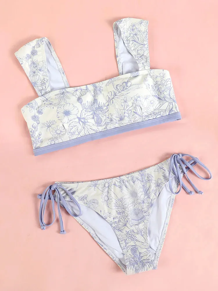 COOBBU Bikini Set 2024 Push Up Bikinis Thong Swimsuits Women Swimwear High Cut Biquini String Bow Bathing Suits Ruched Beachwear