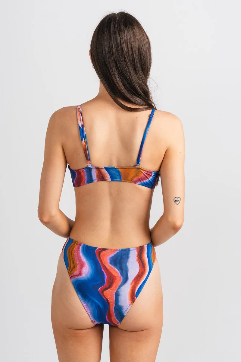 Cut out one piece swimsuit blue multi